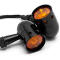 Krator Heavy Duty Motorcycle Turn Signals Bulb Indicators Blinkers Lights, 2 Piece - Black, 2PK JBM-2002-B